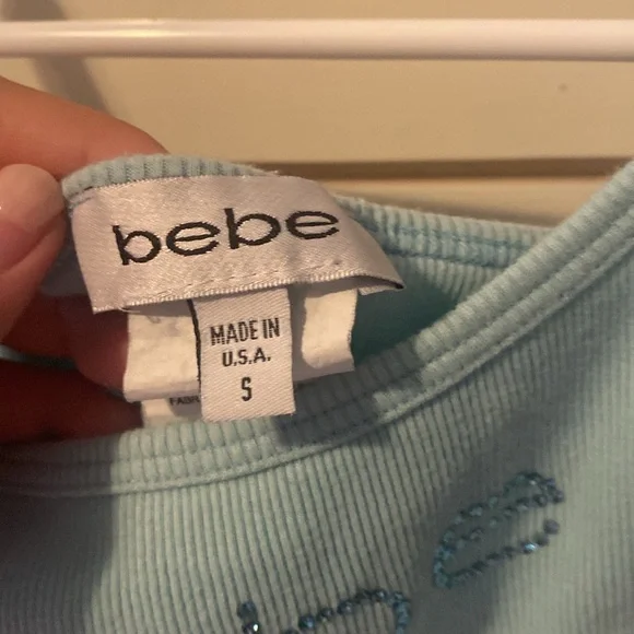 Bebe Teal Sequin Tank Top - Picture 3 of 5